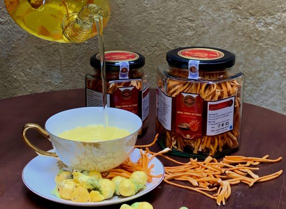 Set quà Đông Trùng Hạ Thảo, trà hoa vàng, rượu - Hình ảnh 5